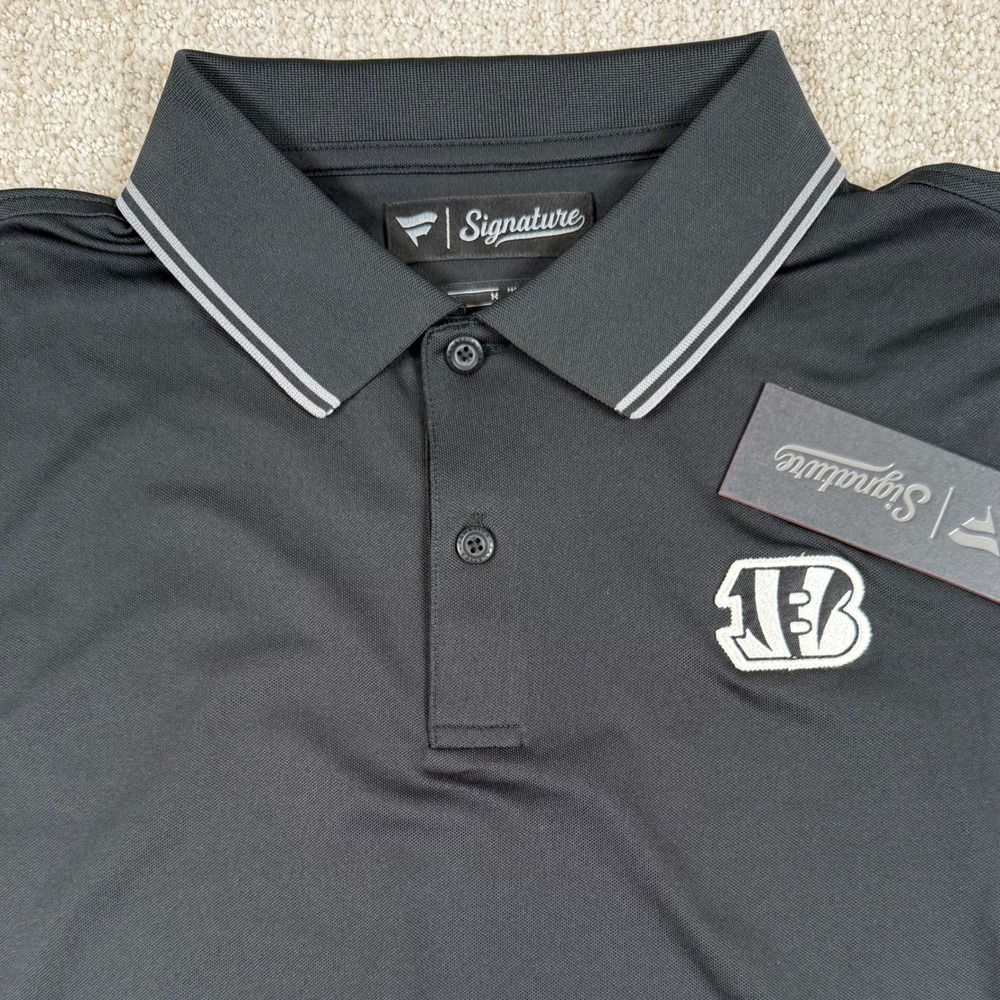 NEW Fanatics Signature Mens Medium Cincinnati Bengals Black Golf Polo Shirt